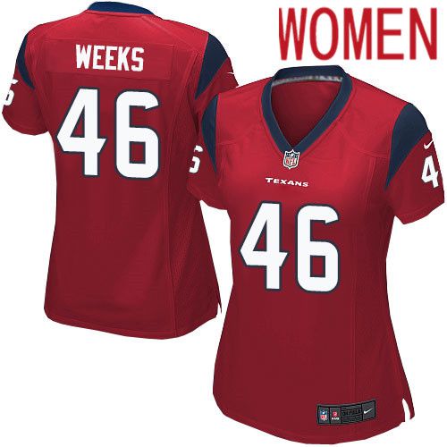 Women Houston Texans #46 Jon Weeks Red Nike Player Game NFL Jersey